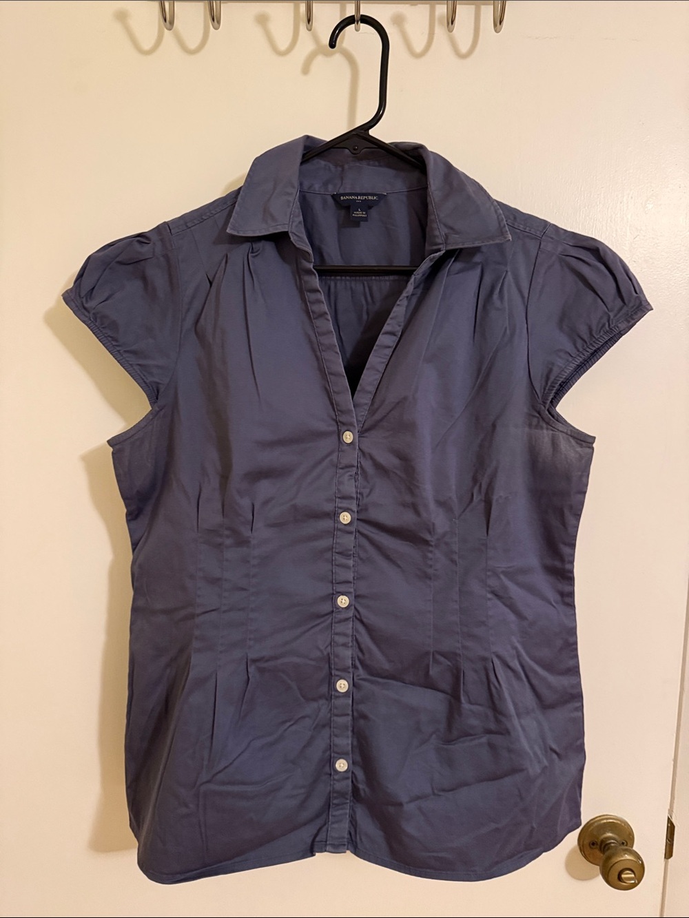 Banana Republic Purplish Short-Sleeve Button-Down Shirt